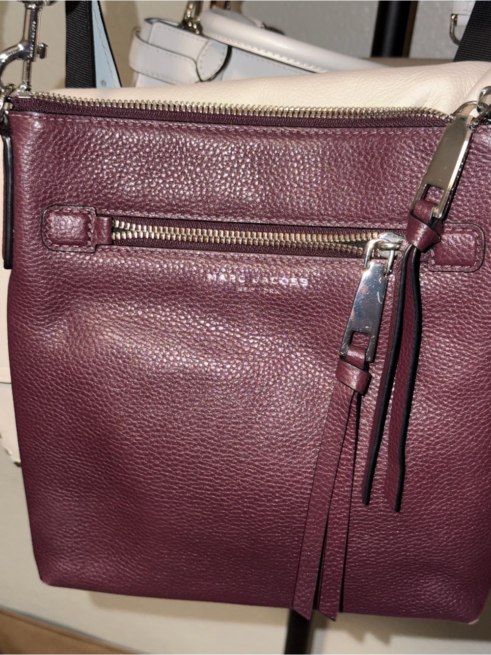Marc Jacobs pebble Burgundy Leather Crossbody Bag